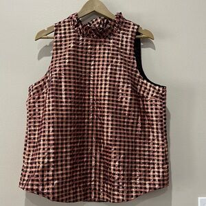 J. Crew Pink and Black Checkered Blouse